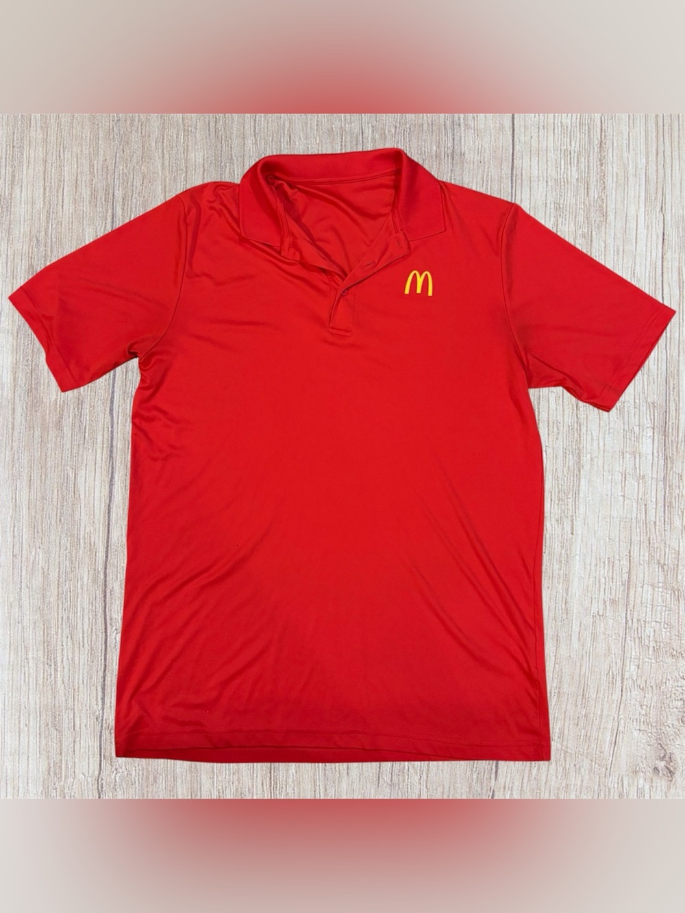 🔥 McDonalds Crew/Employee Red Polo SS Golden M Logo Sz. L Shirt, NWOT-EUC?